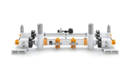 Poster - Detailed 3D render of a pneumatic cylinder extending and retracting showcasing the motion control mechanism and its functionality in an industrial or engineering setting