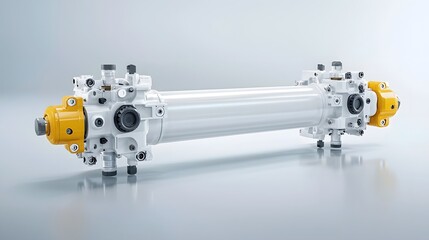 Poster - Detailed 3D rendered image showcasing the motion and functionality of a pneumatic cylinder