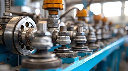 Leinwandbilder - Detailed close up view of hydraulic seals and gaskets preventing leaks in a pressurized industrial system  Precision engineering components for machinery equipment