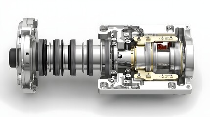 Poster - Detailed cross sectional view showcasing the intricate fluid coupling system within a hydraulic torque converter illustrating how power is efficiently transmitted through the mechanical components