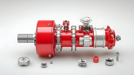 Poster - Detailed view of an intricate hydraulic torque converter coupling system