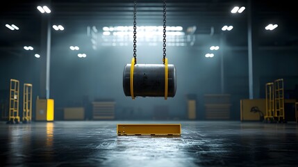 Leinwandbilder - Hydraulic jack lifting a heavy industrial object demonstrating the principles of force multiplication in mechanical engineering and physics