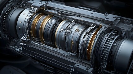 Poster - Intricate view of a fluid coupling system within a hydraulic torque converter
