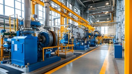 Aufkleber - photograph showcasing a large hydraulic turbine generating renewable hydroelectric power within the interior of an industrial hydroelectric plant  The turbine is a key component in the power process