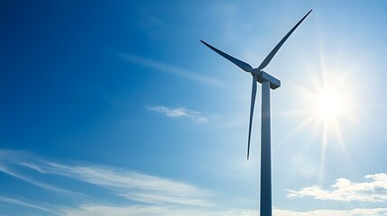 Leinwandbilder - Pneumatic wind turbine generating power in a renewable energy wind system  Blue sky with sunlight and clouds in the background