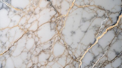 Poster - A close up view of a marble surface with a white base, adorned with intricate golden veining that accentuates the natural beauty of the veining.