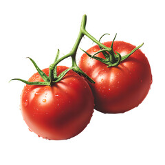 Wall Mural - two tomatoes with green stems