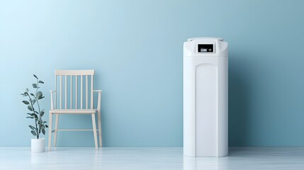 Poster - photo of a modern and efficient water softener system with a close up focus on the ion exchange resin beads responsible for filtering out minerals from the water