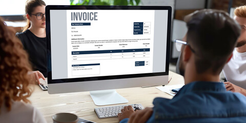 Wall Mural - invoice on computer screen from accounting application. computer program for financial and budget of
