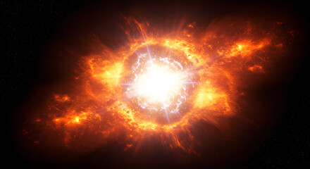 A hyper-realistic close-up of a dying star exploding in a supernova, releasing shockwaves