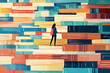 © AI_images - A thoughtful illustration of a person walking up an abstract staircase made of books, each step symbolizing progress, learning, and overcoming challenges in life.
