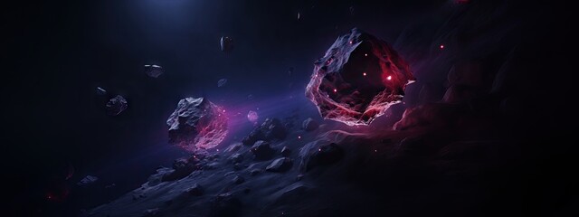 Wall Mural - dark cosmic nebula with glowing red energy in deep space. abstract galaxy background with mysterious