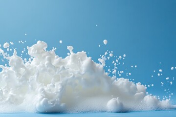 Canvas Print - White liquid is splashing against a clean blue background