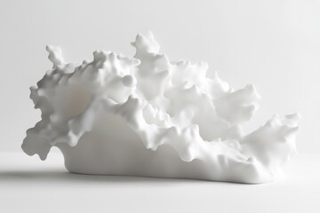 Poster - White abstract sculpture resembling cloud formation against a white backdrop