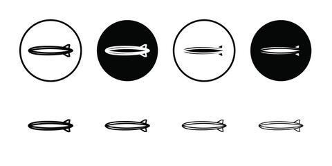 Airship icon Black line art vector logo set