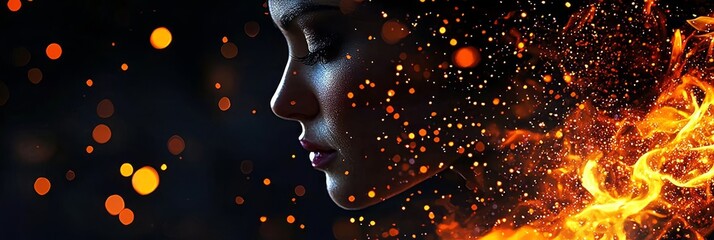 Wall Mural - A captivating Halloween witch scene filled with mystical fire embers.