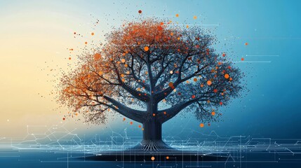 Wall Mural - Visual representation of technological advancements and their interconnections.