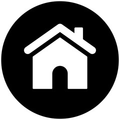 black single round homepage button icon, simple house real estate flat design concept pictogram vect