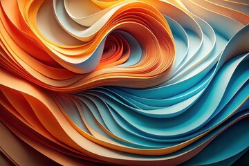 Wall Mural - abstract swirling layers of warm and cool hues creating a dynamic visual composition