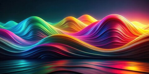 Wall Mural - Abstract Colorful Swirling Wavescape Vibrant Hues and Dynamic Forms in a Serene Composition
