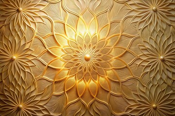 Wall Mural - Intricate Golden Floral Relief Pattern A Luxurious Textured Background of Ornamental Design Elements