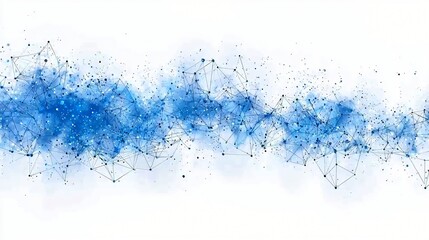 Abstract blue digital wave, network connection, white background, technology concept