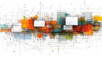 Abstract network data flow, digital technology background