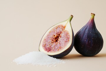 Wall Mural - A halved fig next to a whole fig with sugar