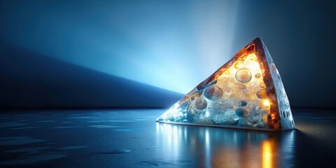 Wall Mural - illuminated frozen slice a mystical composition of icy translucence and warm inner glow