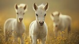 Three White Foals in a Golden Field