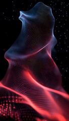 Wall Mural - abstract three dimensional glowing red and blue grid structure on black