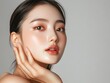 © Emery K - asian beauty woman with clean fresh skin on white background, beauty and spa, Face care and treatment, Cosmetology, plastic surgery, cosmetic surgery, korean girl, korean woman, Generative AI