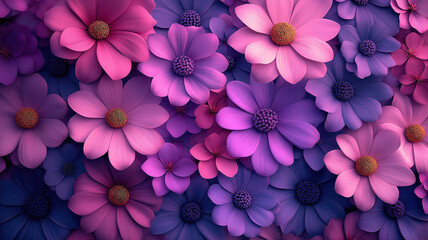 Wall Mural - A Bright Floral Banner of Garden Flowers from a Top View Perspective