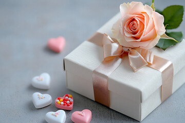 Sticker -  gift box with rose