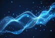 © ANUAR - Abstract digital blue wave with glowing particles and light effects on a dark background, creating a mesmerizing visual experience