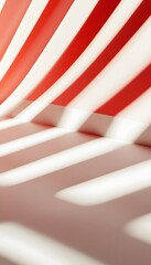 Wall Mural - red and white stripes and shadows form an abstract pattern