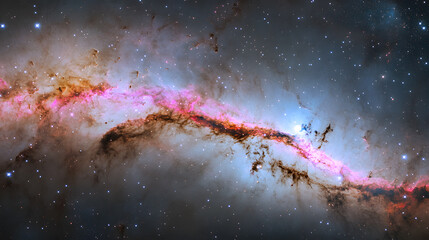 Wall Mural - a breathtaking cosmic landscape showcasing a vibrant nebula with swirling hues of pink, orange, and 