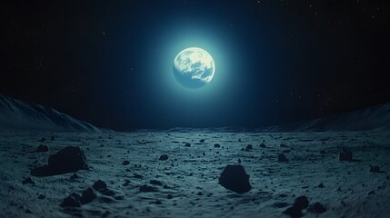 Wall Mural - a breathtaking view of earthrise from the lunar surface.