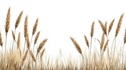 Naklejka na meble Golden Wheat Stalks on White Background A Natural Harvest Scene
