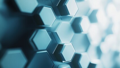 Wall Mural - Abstract 3D blue hexagon pattern background.