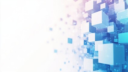 Wall Mural - Abstract background with blue and white cubes.