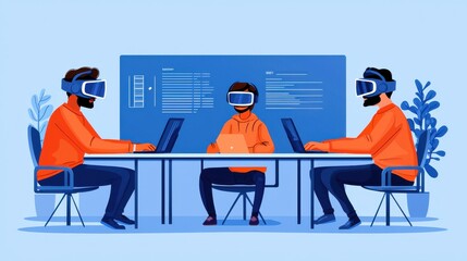 Wall Mural - ai powered virtual reality interface empowering advanced time management and workforce in the digita