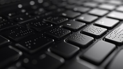close up view of a black laptop keyboard key arrangement