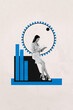 © deagreez - Trend artwork creative sketch photo collage of young lady hold document tablet sit stats cogwheel vacancy professional office entrepreneur
