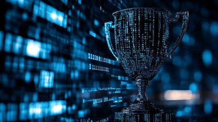 Digital trophy, code background, success (1)