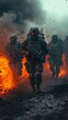 © Kardi - Soldiers running through fire, combat training