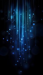 Wall Mural - blue glowing light beams are cascading down in a dark background