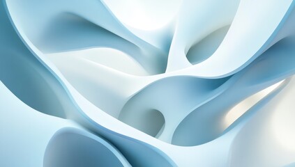 Wall Mural - Abstract blue curves and shapes background.