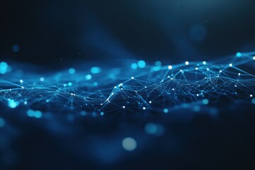 Wall Mural - Abstract blue digital network connection.