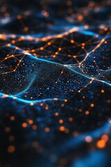a vibrant, abstract representation of interconnected nodes and lines, showcasing a dynamic network w